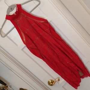 Red high low bodycon dress